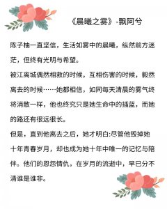 这些或悲或喜的高干文,《晨曦之雾》很多人不知!