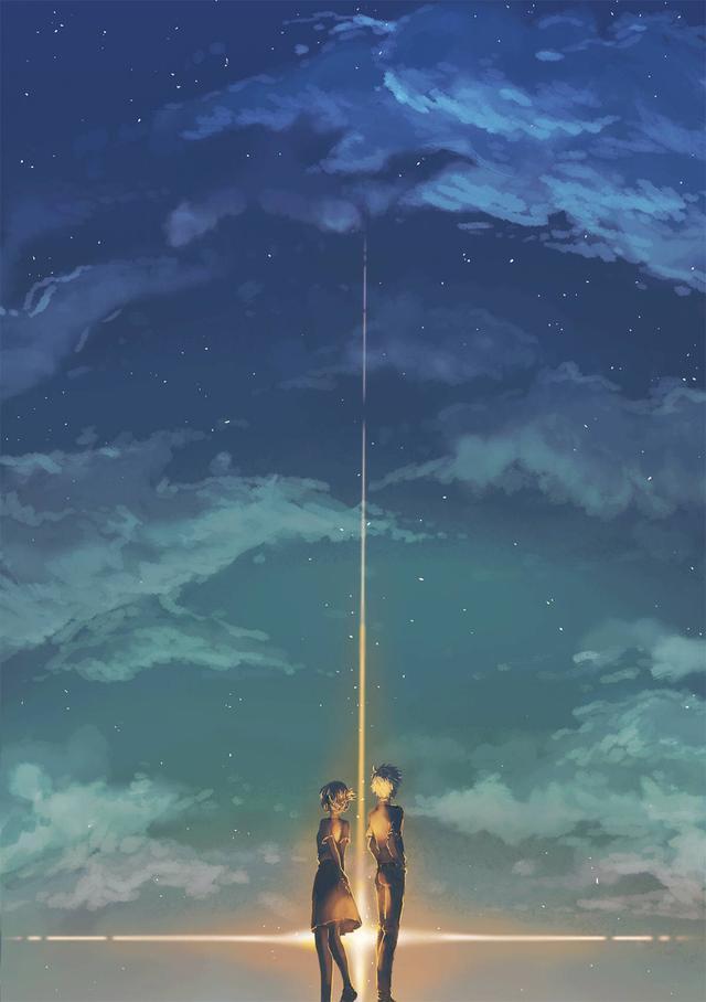 天生一对,《你的名字》星空背景动漫插画壁纸