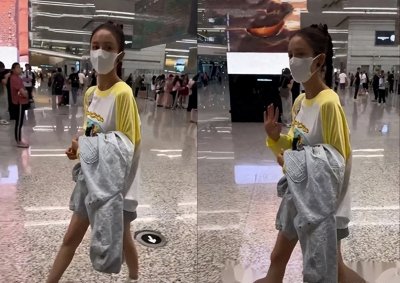 ​佟丽娅素颜现身机场被拍 黑瘦身材与荧幕形象反差惊人