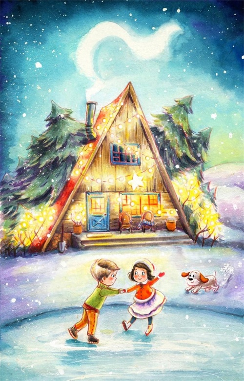 充满童趣的彩铅手绘儿童插画，丰富的色彩，温暖的画面，太治愈了