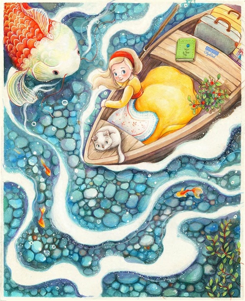 充满童趣的彩铅手绘儿童插画，丰富的色彩，温暖的画面，太治愈了