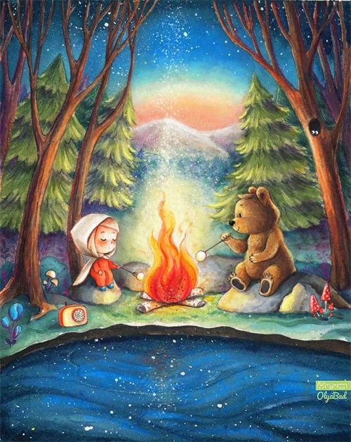 充满童趣的彩铅手绘儿童插画，丰富的色彩，温暖的画面，太治愈了