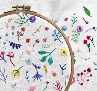 ​2款清新的花草刺绣，针法很简单，适合新手宝宝们练手！附教程