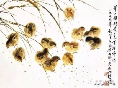 ​分享一组可爱的小鸡国画，送给六一小朋友