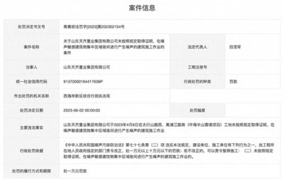 ​山东天齐置业集团有限公司一个月两次因噪音污染被罚